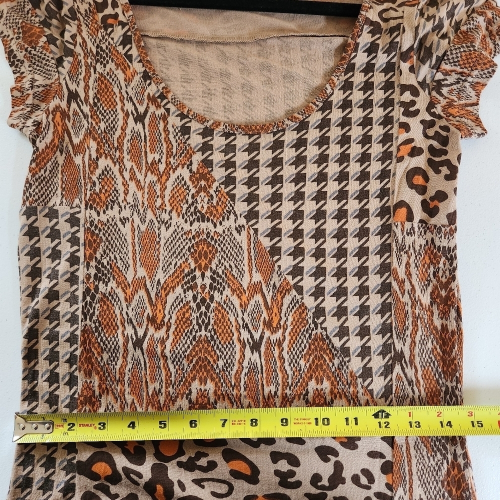 Chan Luu Patchwork Leopard Animal Print Maxi Dress Bodycon Short Sleeve Small - Picture 9 of 11